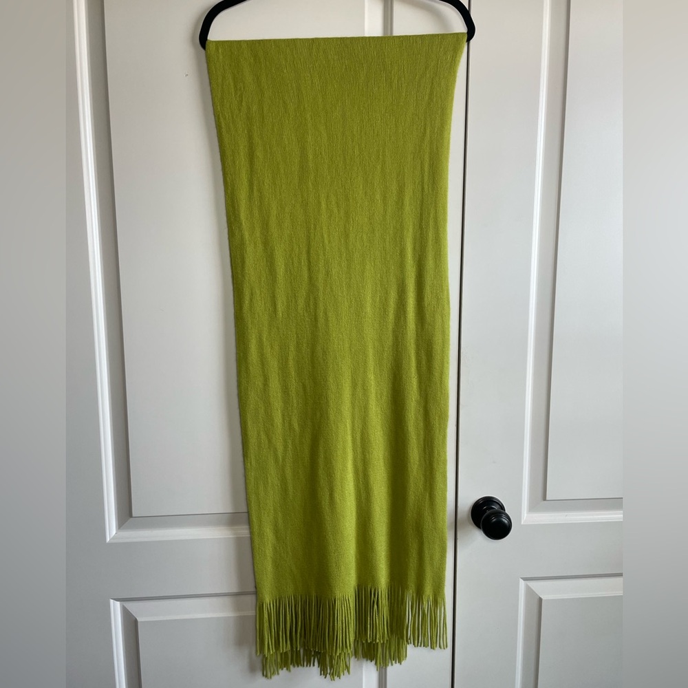 Vibrant Green Soft Scarf with Fringe